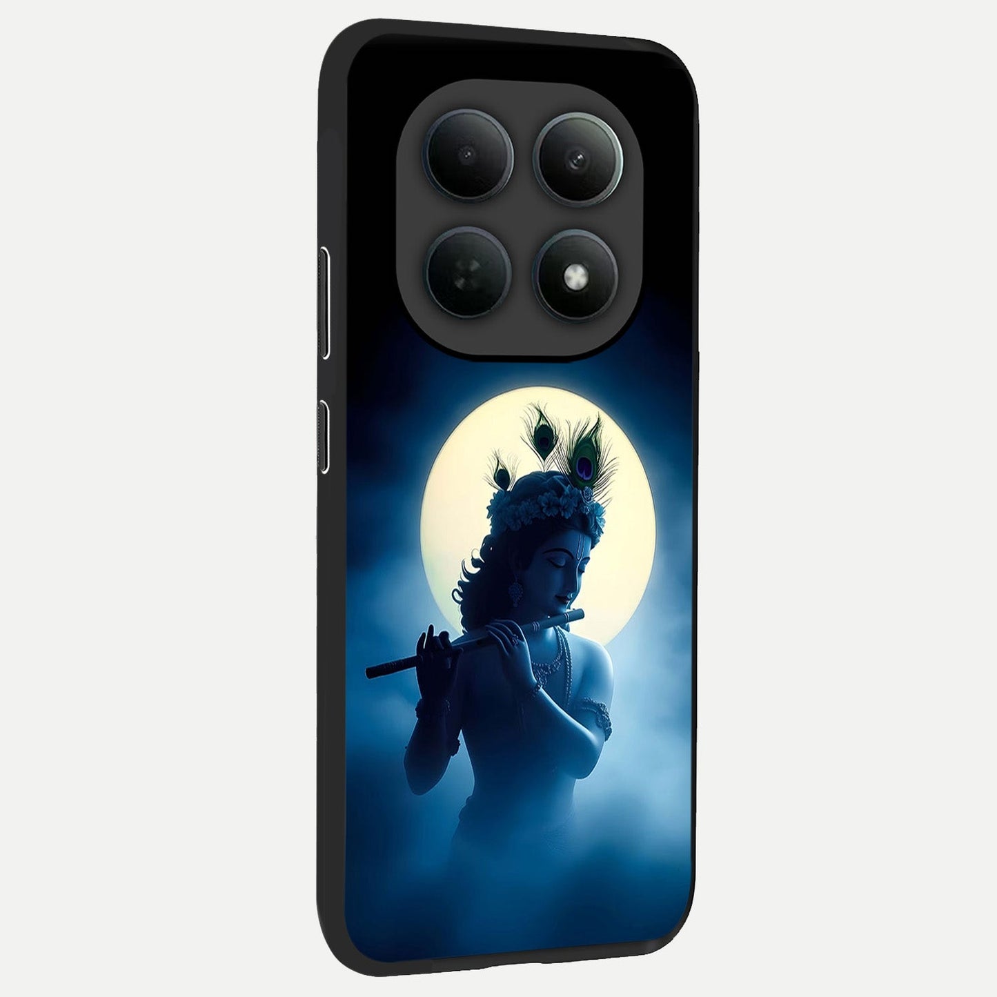 Divine Moon Flute back cover For Poco M8 slim fit glass case with vibrant aesthetic design