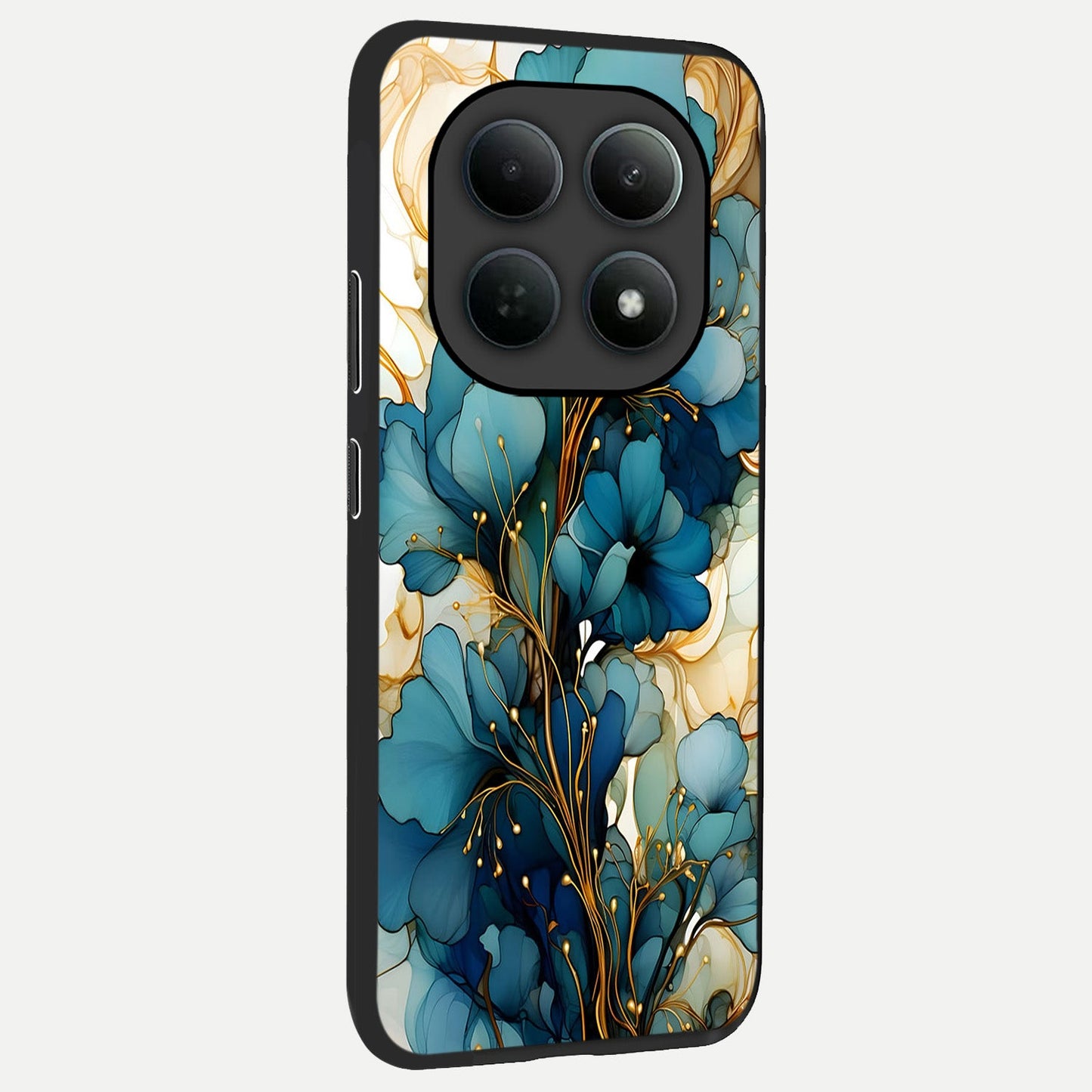Golden Bloom Symphony back cover For Poco M8 slim fit glass case with vibrant aesthetic design