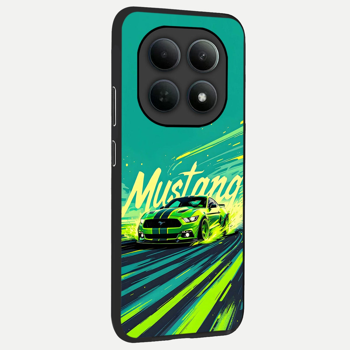 Mustang Bang back cover For Poco M8 slim fit glass case with vibrant aesthetic design
