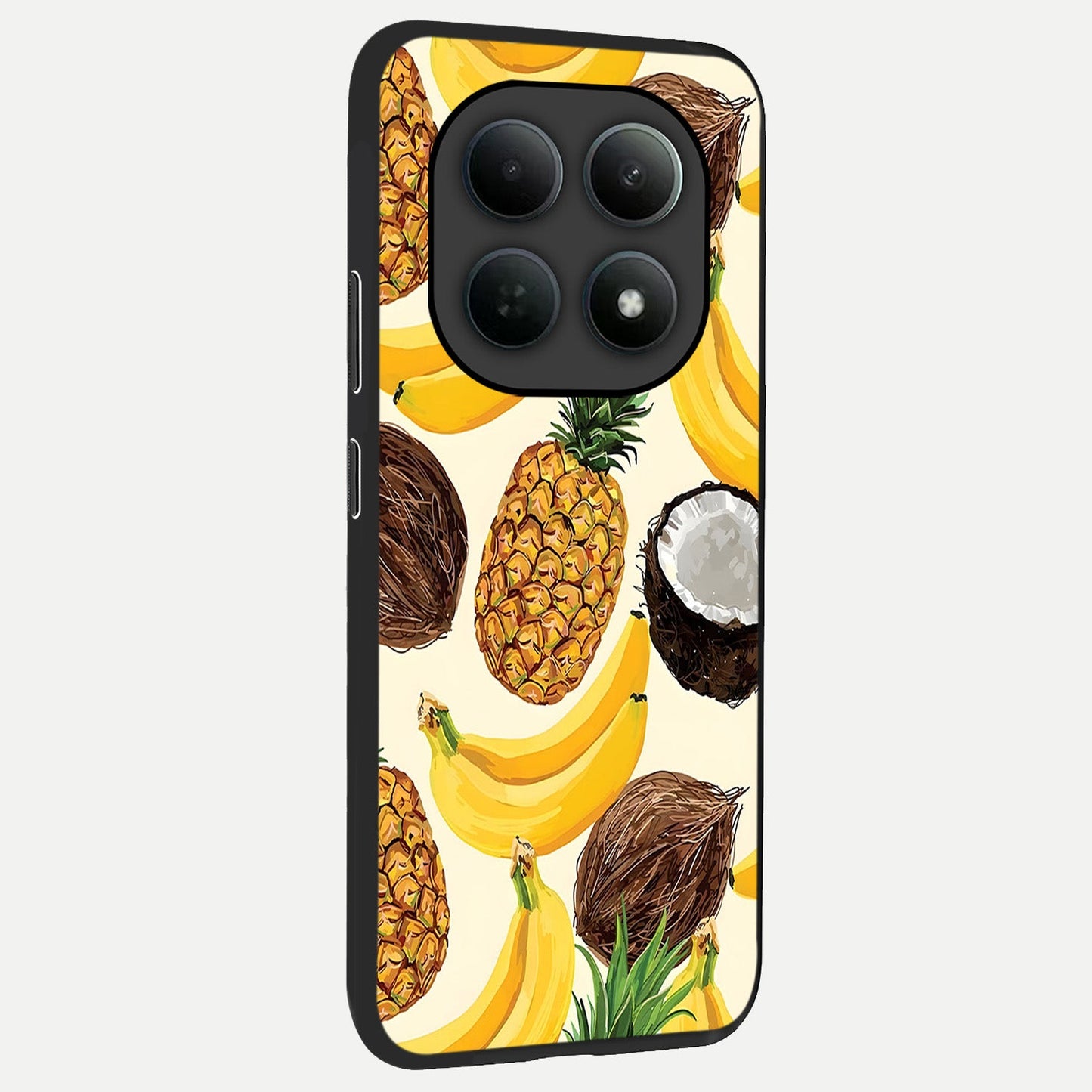 Tropical Fruit Mood back cover For Poco M8 slim fit glass case with vibrant aesthetic design