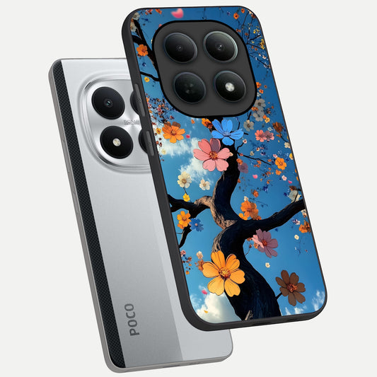 Blossom Dream Sky phone case For Poco M8 Pro showing premium glass back cover with detailed artwork