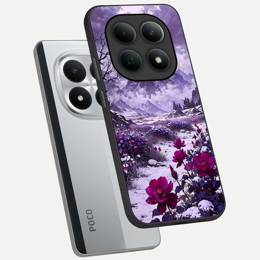 Flower Mountain View phone case For Poco M8 Pro showing premium glass back cover with detailed artwork