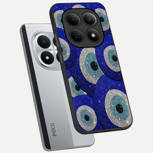Galaxy Eye Flow phone case For Poco M8 Pro showing premium glass back cover with detailed artwork