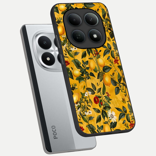 Golden Lemon Field phone case For Poco M8 Pro showing premium glass back cover with detailed artwork