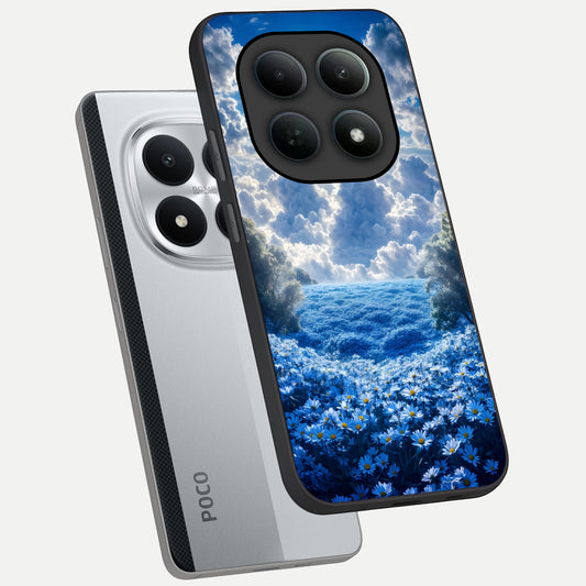 Heavenly Daisy Horizon phone case For Poco M8 Pro showing premium glass back cover with detailed artwork