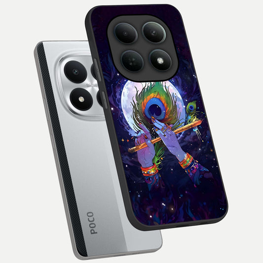 Krishna Hands Art phone case For Poco M8 Pro showing premium glass back cover with detailed artwork