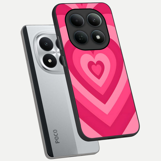Layered Love Hearts phone case For Poco M8 Pro showing premium glass back cover with detailed artwork