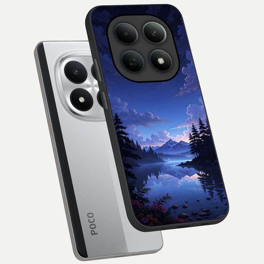 Midnight Lake Peace phone case For Poco M8 Pro showing premium glass back cover with detailed artwork