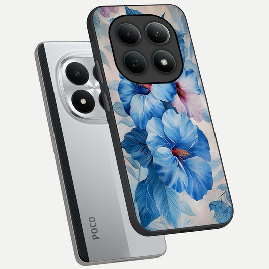 Ocean Hibiscus Grace phone case For Poco M8 Pro showing premium glass back cover with detailed artwork