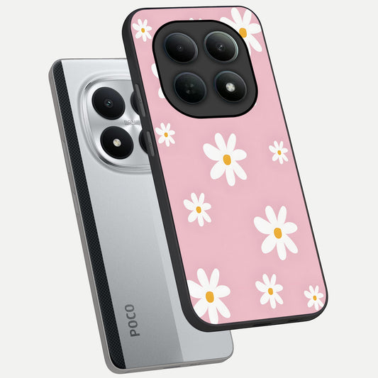 Soft Daisy Bliss phone case For Poco M8 Pro showing premium glass back cover with detailed artwork