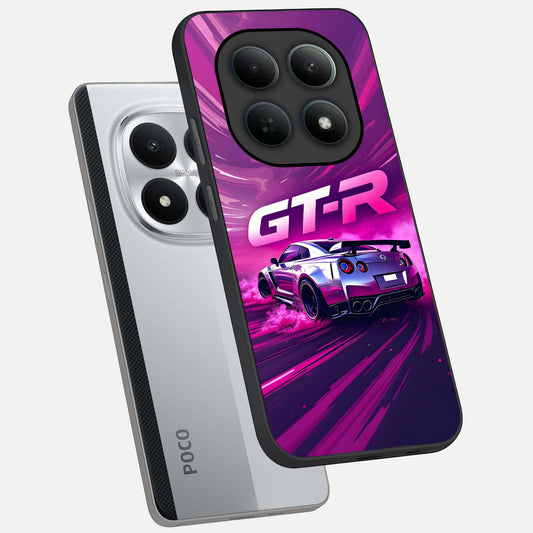 Speed Drift Legend phone case For Poco M8 Pro showing premium glass back cover with detailed artwork