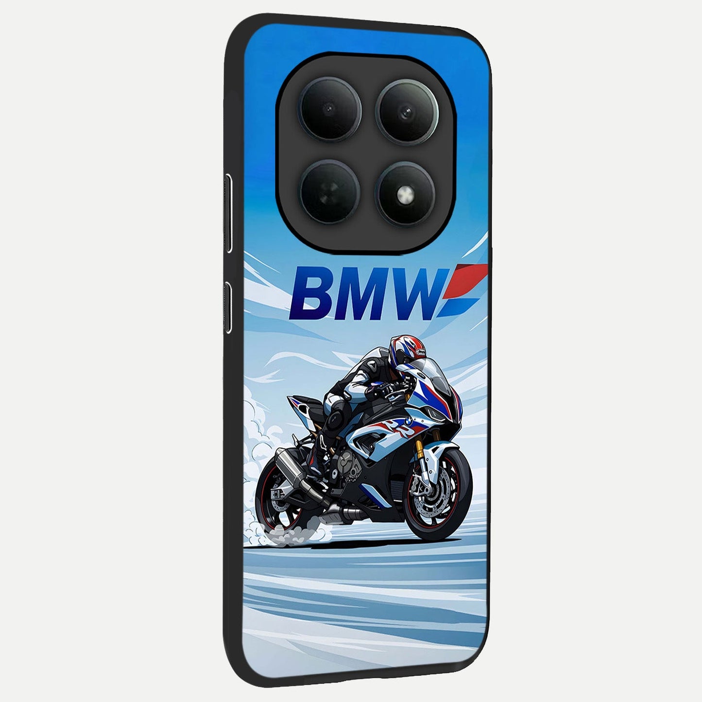 BMW Power Drift back cover For Poco M8 Pro slim fit glass case with vibrant aesthetic design