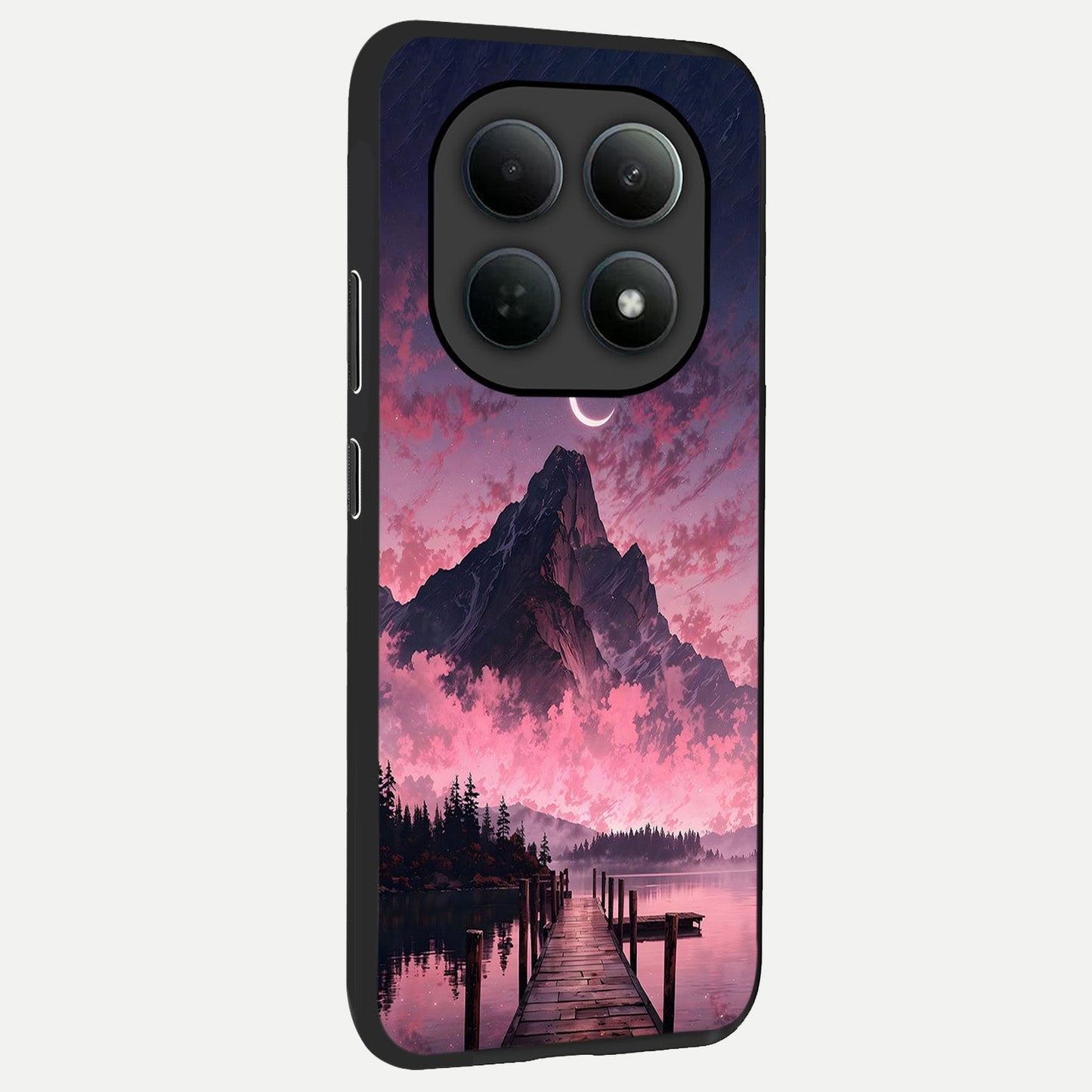 Beautiful Mountain View back cover For Poco M8 Pro slim fit glass case with vibrant aesthetic design