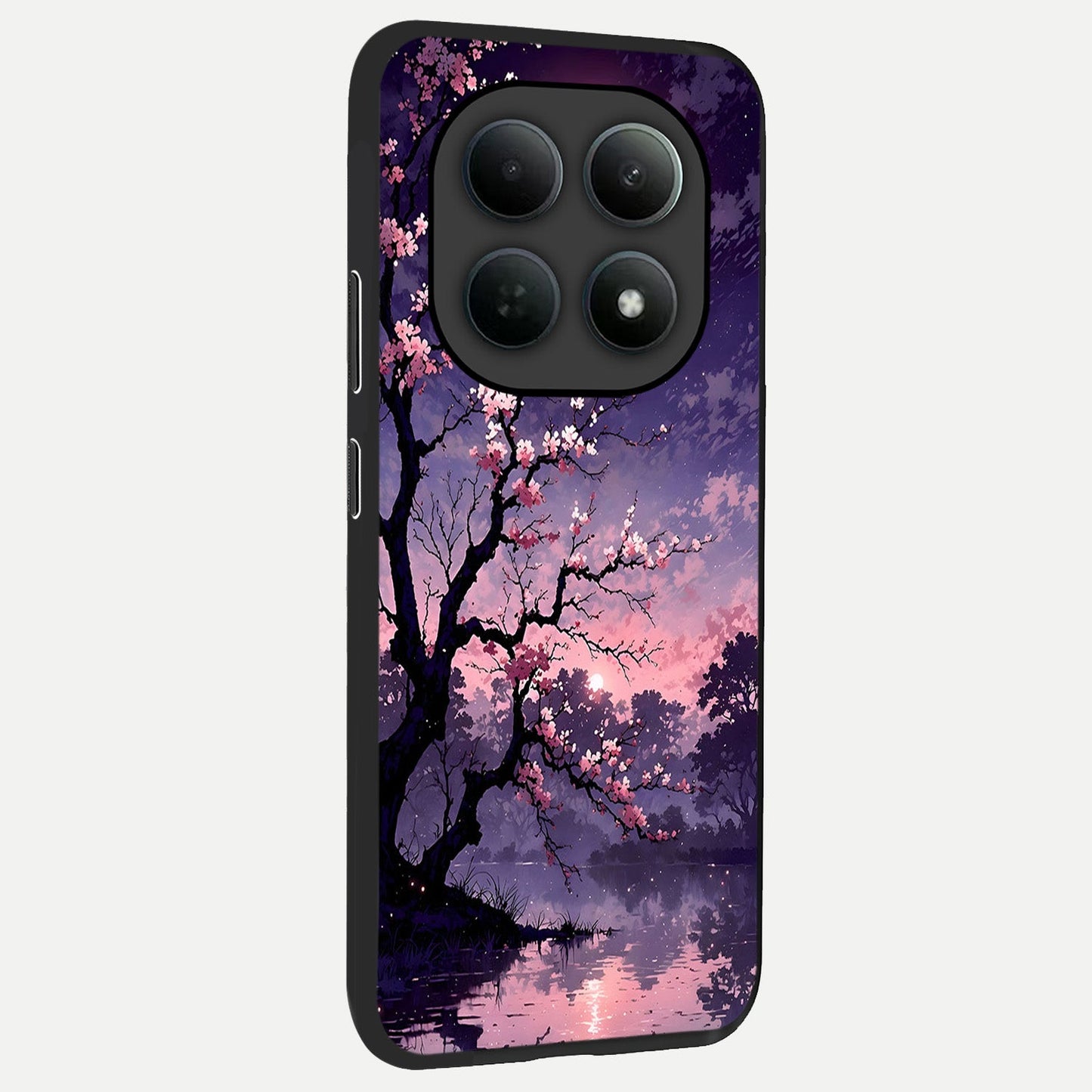 Blossom Pink Moon back cover For Poco M8 Pro slim fit glass case with vibrant aesthetic design