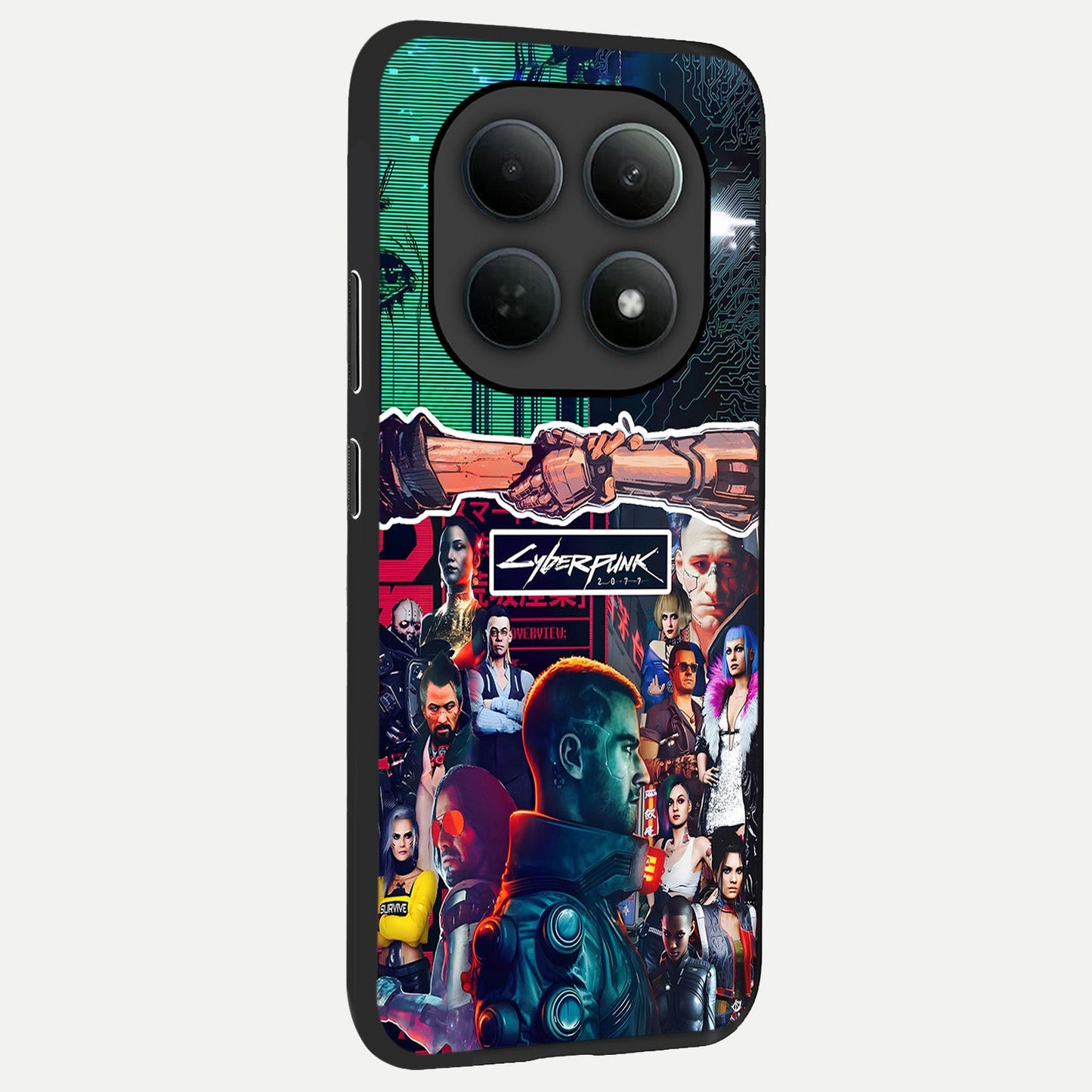 CYBERPUNK Legacy back cover For Poco M8 Pro slim fit glass case with vibrant aesthetic design