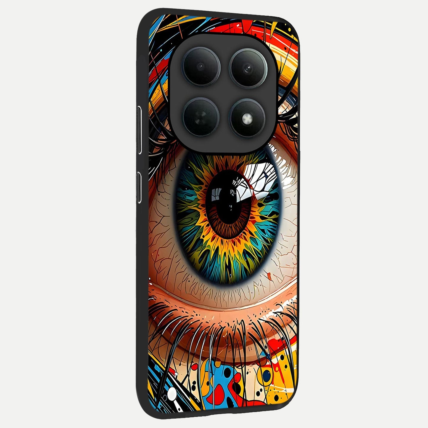 Colorful Eye back cover For Poco M8 Pro slim fit glass case with vibrant aesthetic design