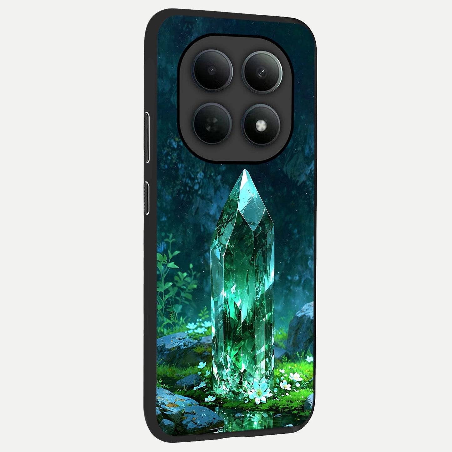 Emerald Light Crystal back cover For Poco M8 Pro slim fit glass case with vibrant aesthetic design