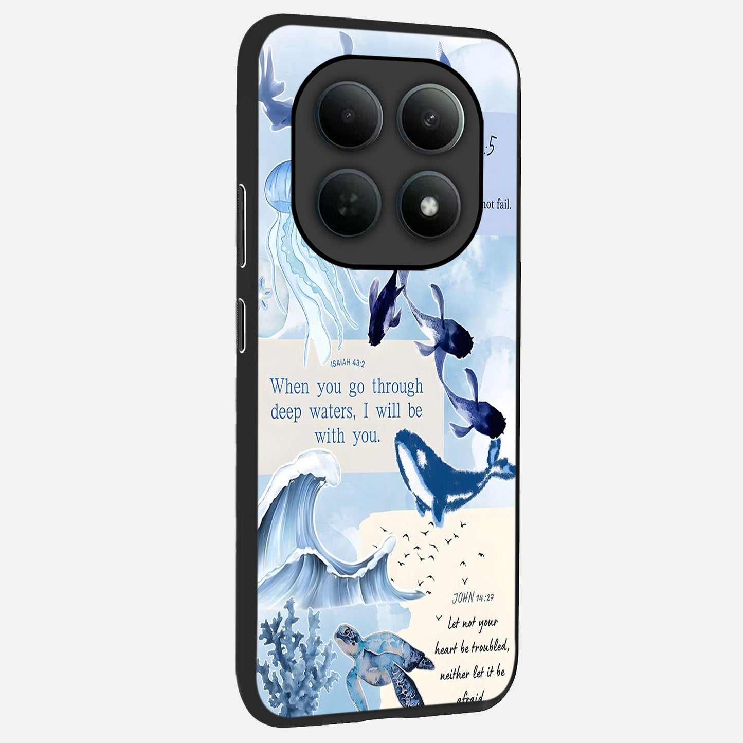Faithful Ocean Promise back cover For Poco M8 Pro slim fit glass case with vibrant aesthetic design