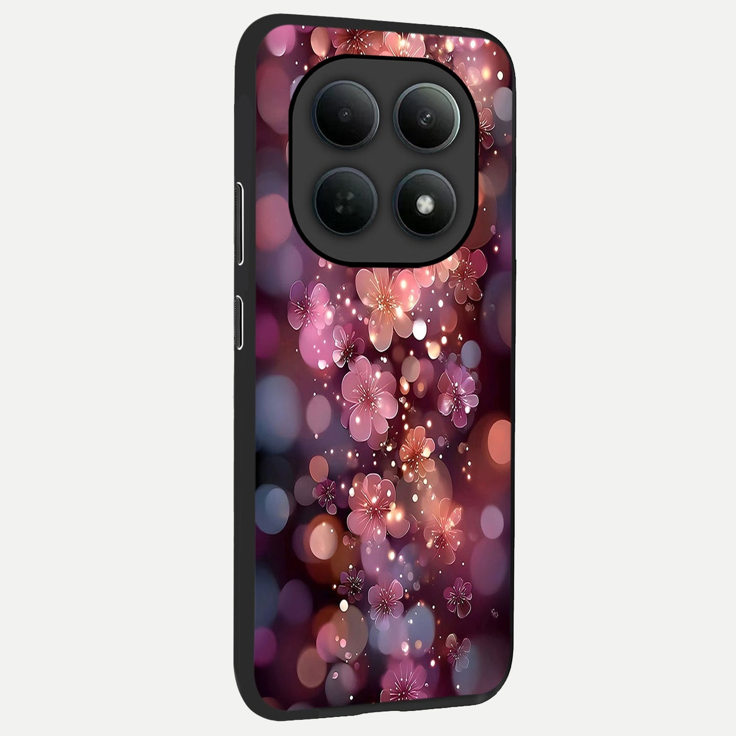 Glowing Petal Bliss back cover For Poco M8 Pro slim fit glass case with vibrant aesthetic design
