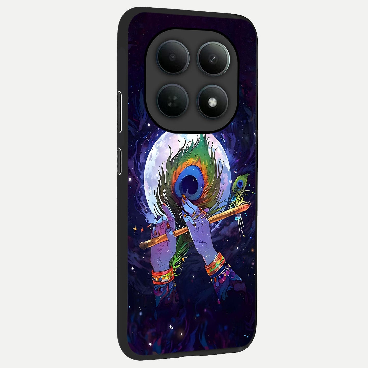 Krishna Hands Art back cover For Poco M8 Pro slim fit glass case with vibrant aesthetic design