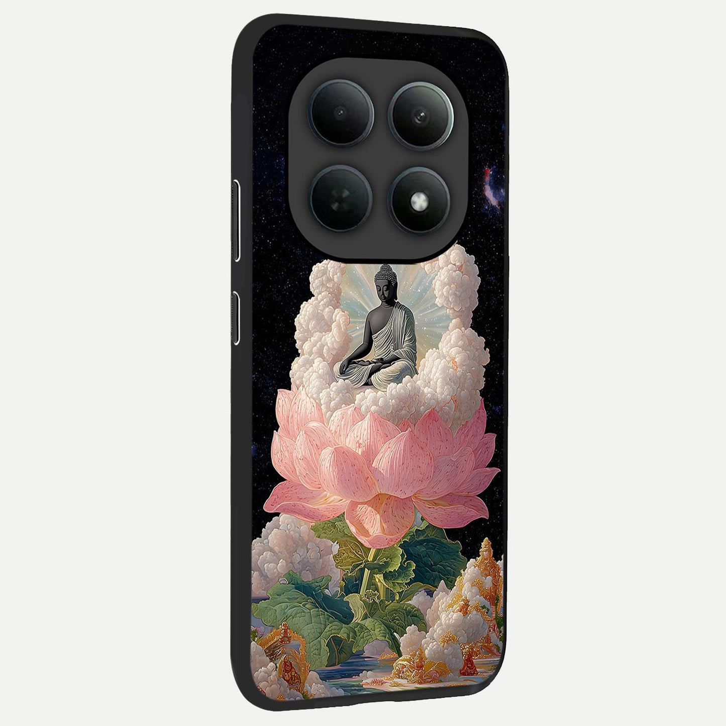 Lotus Divine Peace back cover For Poco M8 Pro slim fit glass case with vibrant aesthetic design