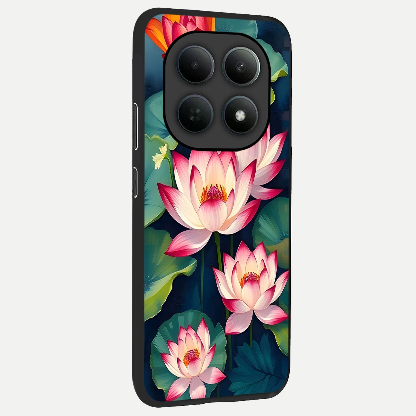Lotus Dream Serenity back cover For Poco M8 Pro slim fit glass case with vibrant aesthetic design