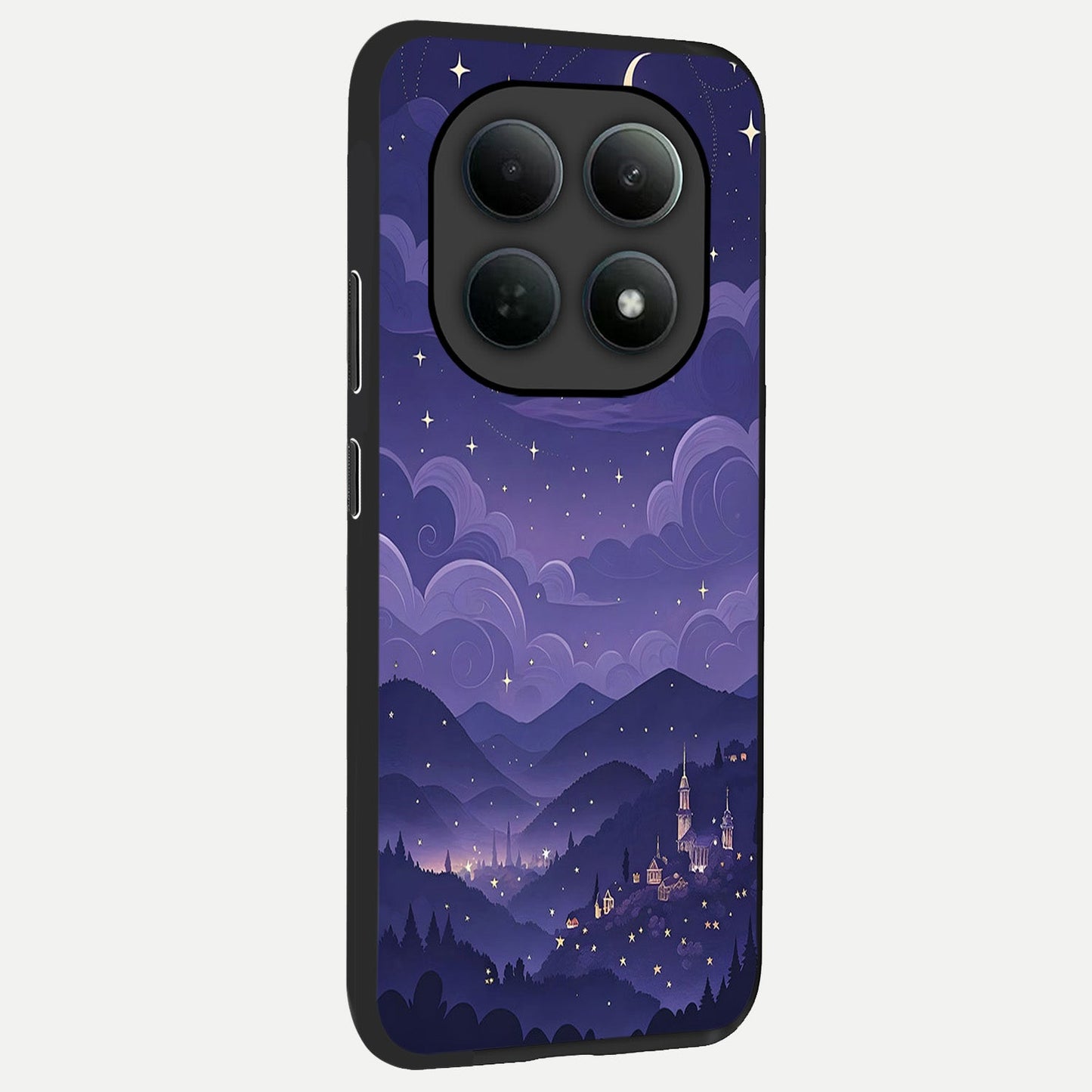 Minimal Night View back cover For Poco M8 Pro slim fit glass case with vibrant aesthetic design