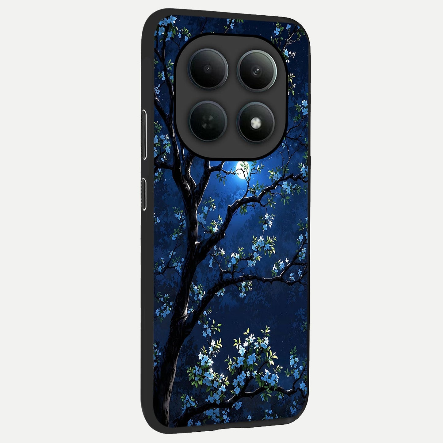 Mystic Floral Night back cover For Poco M8 Pro slim fit glass case with vibrant aesthetic design