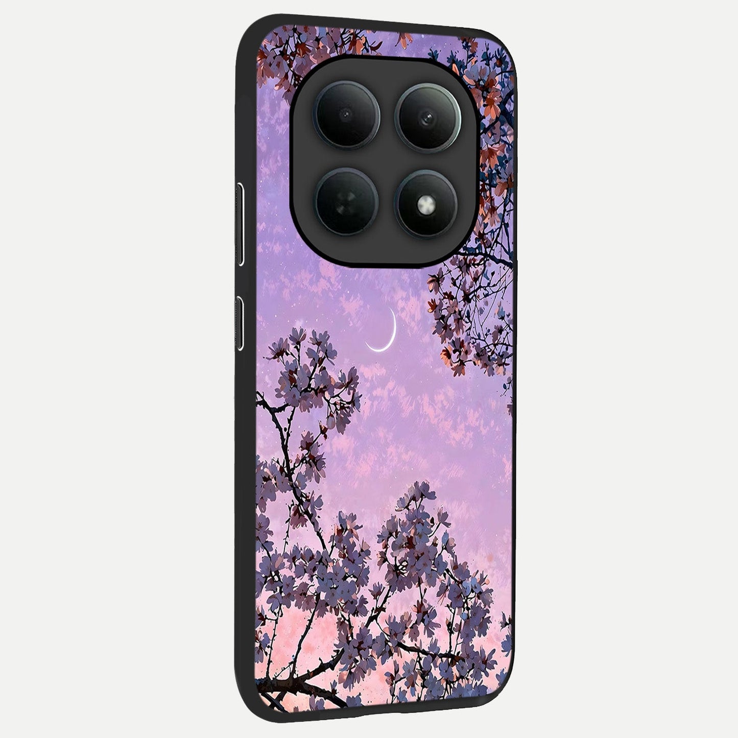 Purple Serenity Moon back cover For Poco M8 Pro slim fit glass case with vibrant aesthetic design