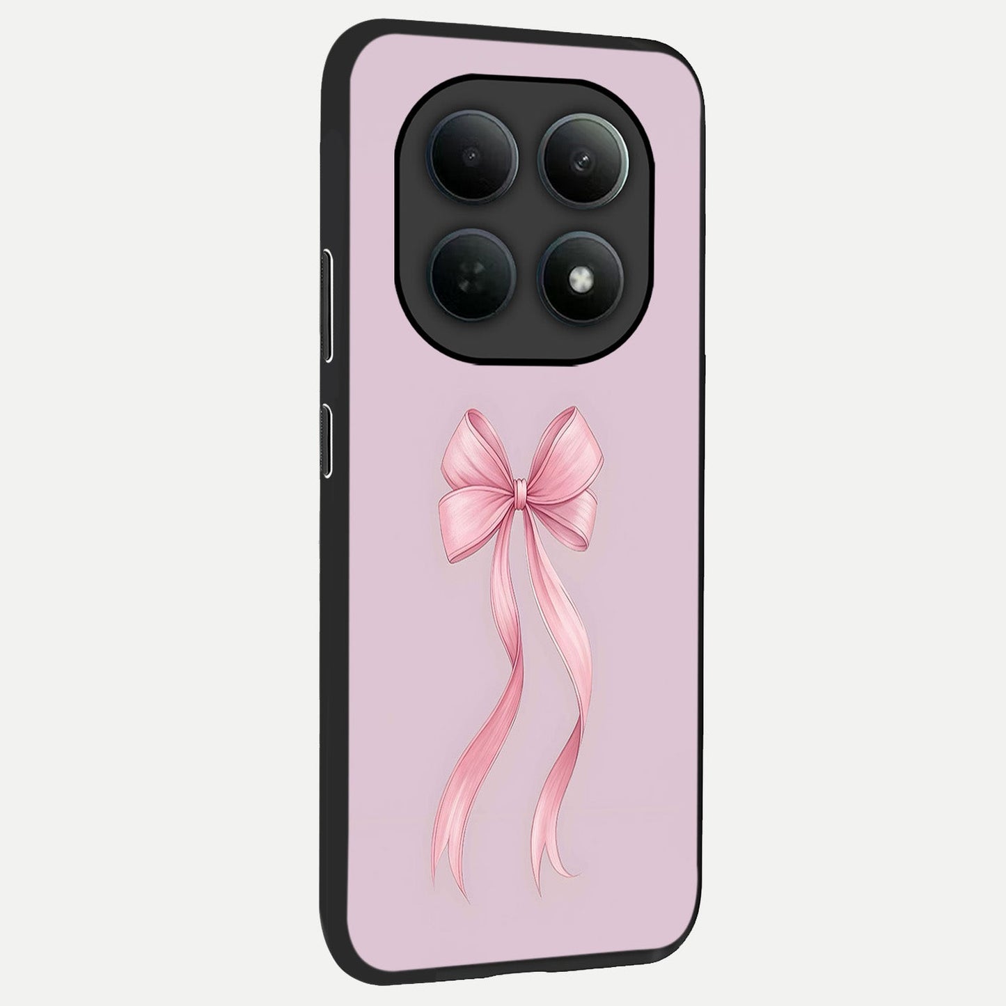 Soft Blush Bow back cover For Poco M8 Pro slim fit glass case with vibrant aesthetic design