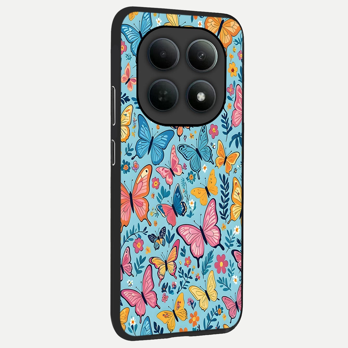 Spring Wing Garden back cover For Poco M8 Pro slim fit glass case with vibrant aesthetic design