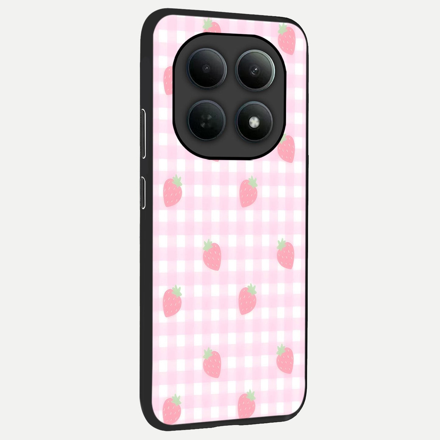 Strawberry Picnic Love back cover For Poco M8 Pro slim fit glass case with vibrant aesthetic design
