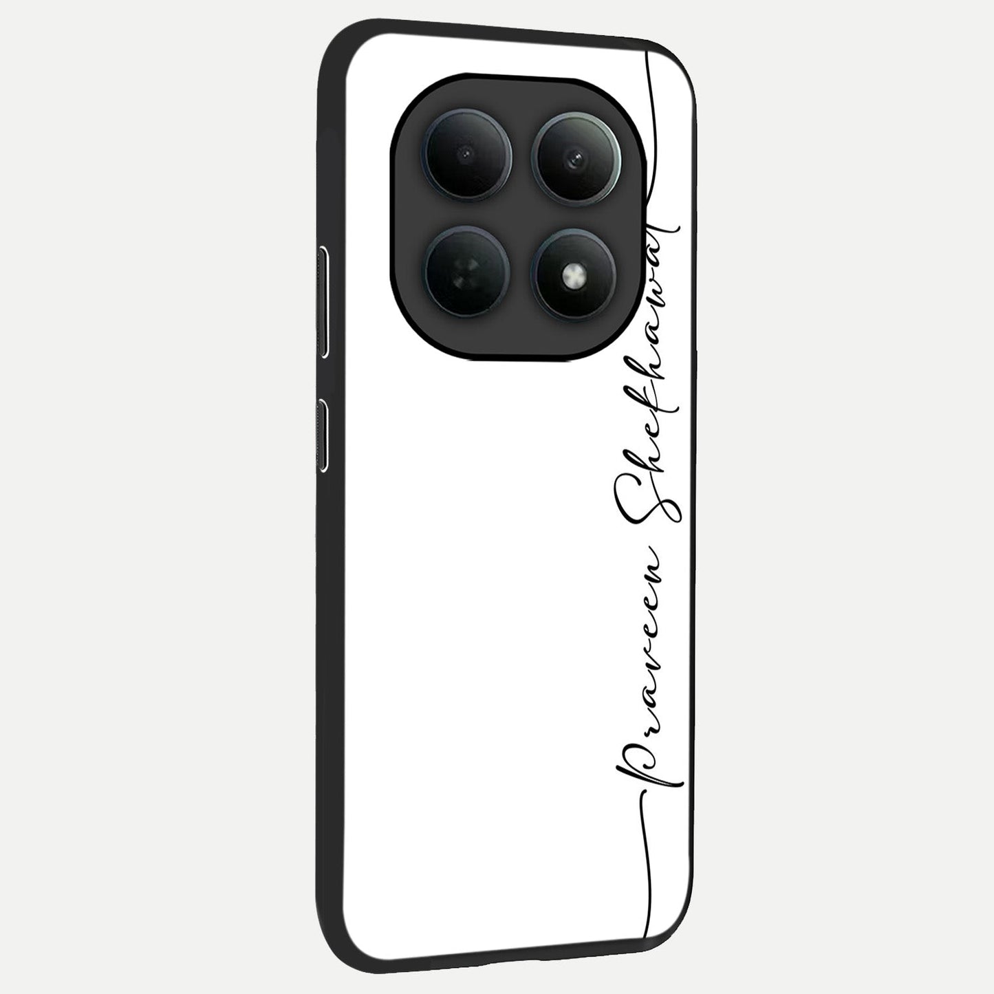 White Tune Custom Name back cover For Poco M8 Pro slim fit personalized glass case with aesthetic design