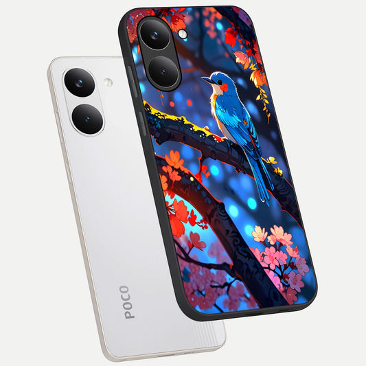 Blooming Water Drift phone case For Poco X8 Pro showing premium glass back cover with detailed artwork