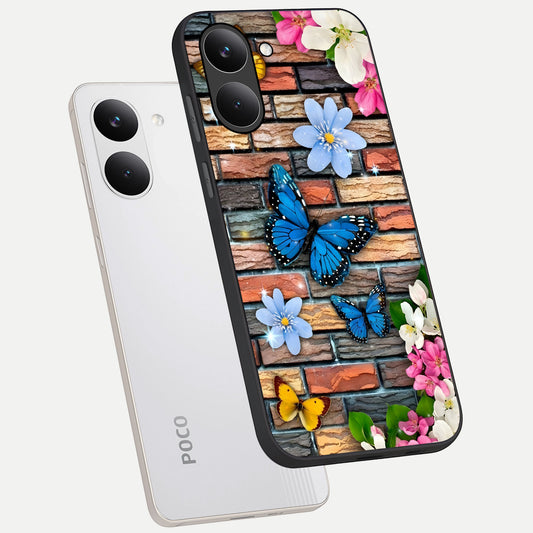 Brick Bloom Flight phone case For Poco X8 Pro showing premium glass back cover with detailed artwork