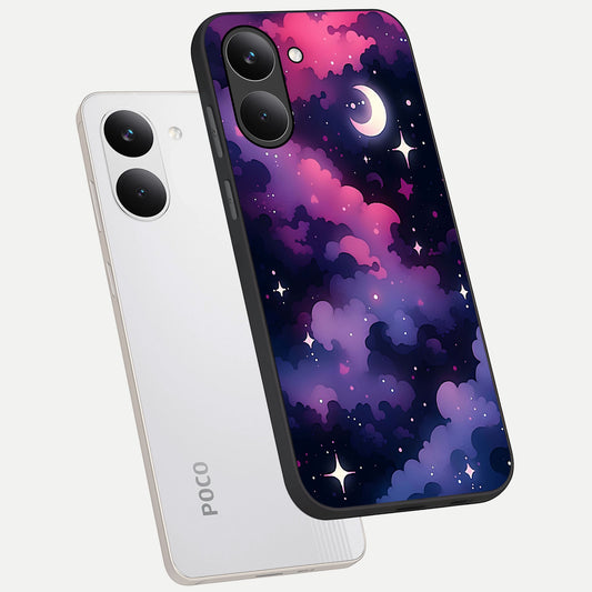 Celestial Moon Magic phone case For Poco X8 Pro showing premium glass back cover with detailed artwork