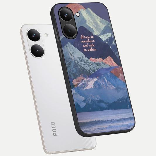 Celestial Mountain Calm phone case For Poco X8 Pro showing premium glass back cover with detailed artwork