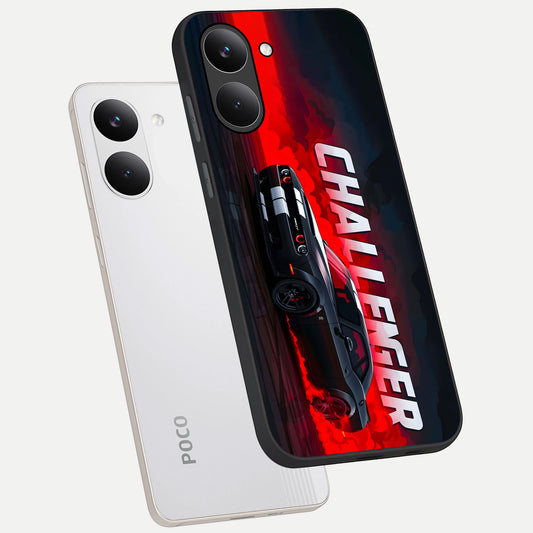 Crimson Challenger Fury phone case For Poco X8 Pro showing premium glass back cover with detailed artwork