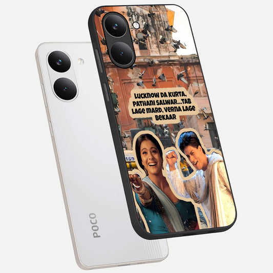 Desi Retro Vibes phone case For Poco X8 Pro showing premium glass back cover with detailed artwork