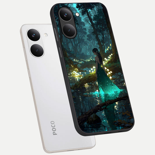 Enchanted Forest Glow phone case For Poco X8 Pro showing premium glass back cover with detailed artwork
