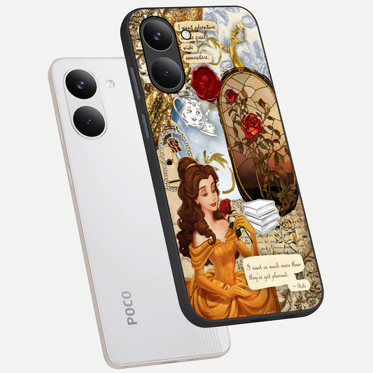 Golden Dream Belle phone case For Poco X8 Pro showing premium glass back cover with detailed artwork
