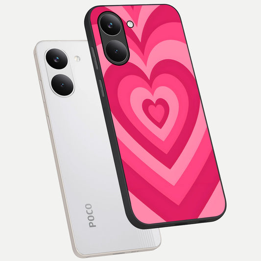 Layered Love Hearts phone case For Poco X8 Pro showing premium glass back cover with detailed artwork