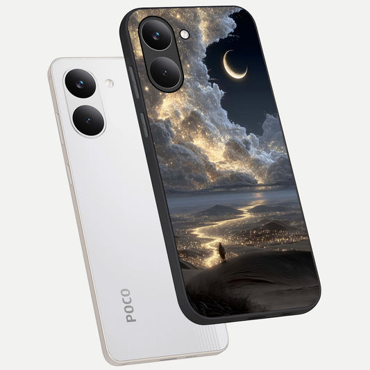 Moonlight Spark Path phone case For Poco X8 Pro showing premium glass back cover with detailed artwork