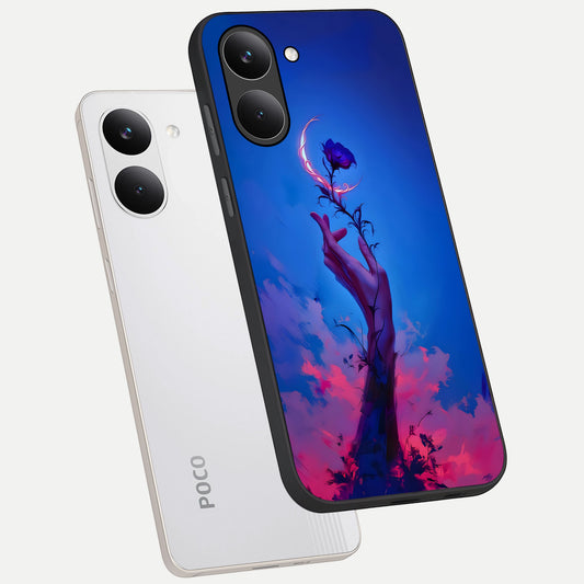 Mystic Hand phone case For Poco X8 Pro showing premium glass back cover with detailed artwork