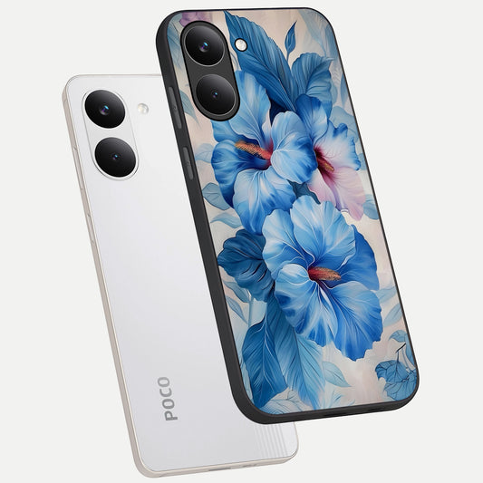 Ocean Hibiscus Grace phone case For Poco X8 Pro showing premium glass back cover with detailed artwork