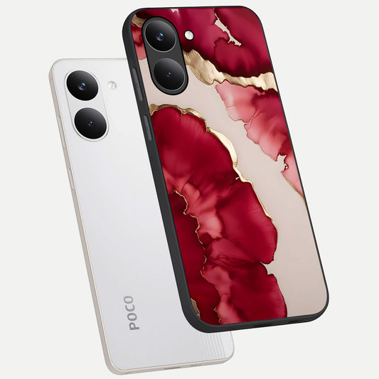 Pink And White Marble phone case For Poco X8 Pro showing premium glass back cover with detailed artwork