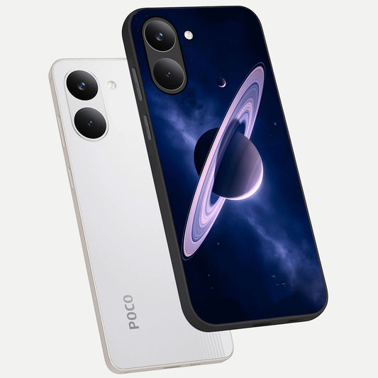 Saturn Ring Mystique phone case For Poco X8 Pro showing premium glass back cover with detailed artwork