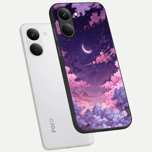 Sky Drift Clouds phone case For Poco X8 Pro showing premium glass back cover with detailed artwork