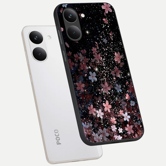 Starlit Flower Dreams phone case For Poco X8 Pro showing premium glass back cover with detailed artwork