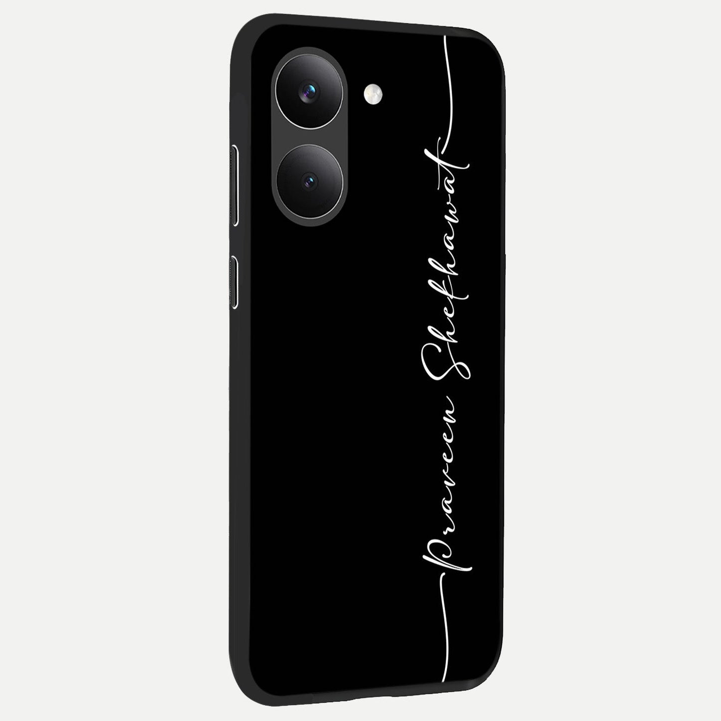 Black Tune Custom Name back cover For Poco X8 Pro slim fit glass case with vibrant aesthetic design